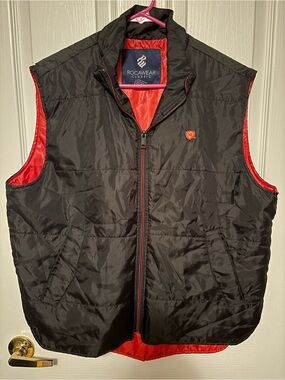 Men's Black & Red Puffer Vest